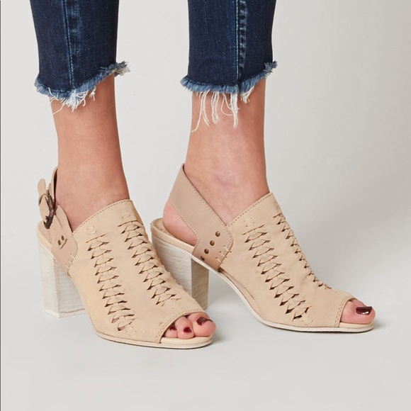 Nude Leather Distressed Braided Slingback Mule - Picture 3 of 5